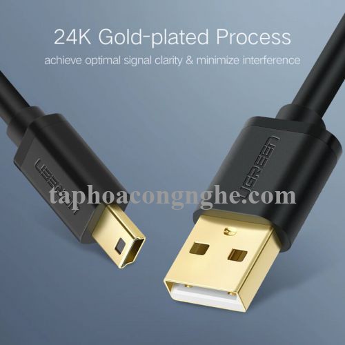 Ugreen 10354 0.5M màu Đen Cáp sạc truyền dữ liệu USB 2.0 sang MINI USB đầu mạ vàng US132 30010354